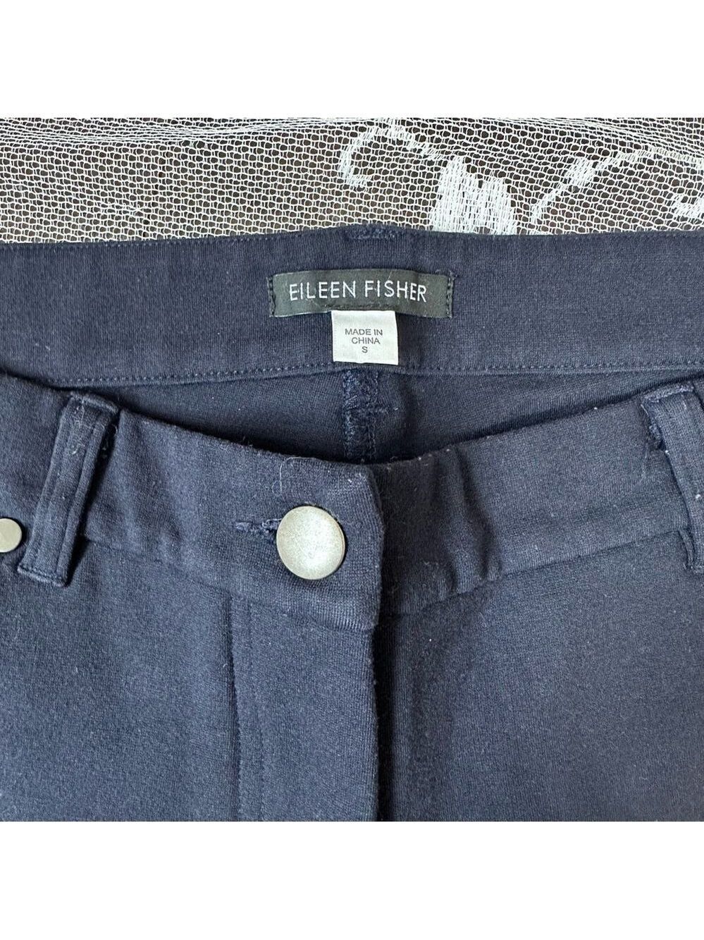 Eileen Fisher Navy Stretch Slim Fit  Straight Leg Pant Sz Small - Picture 6 of 12